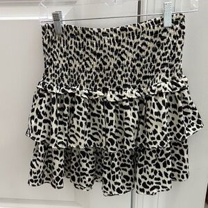 She + Sky Black and White Tiered Mini Skirt